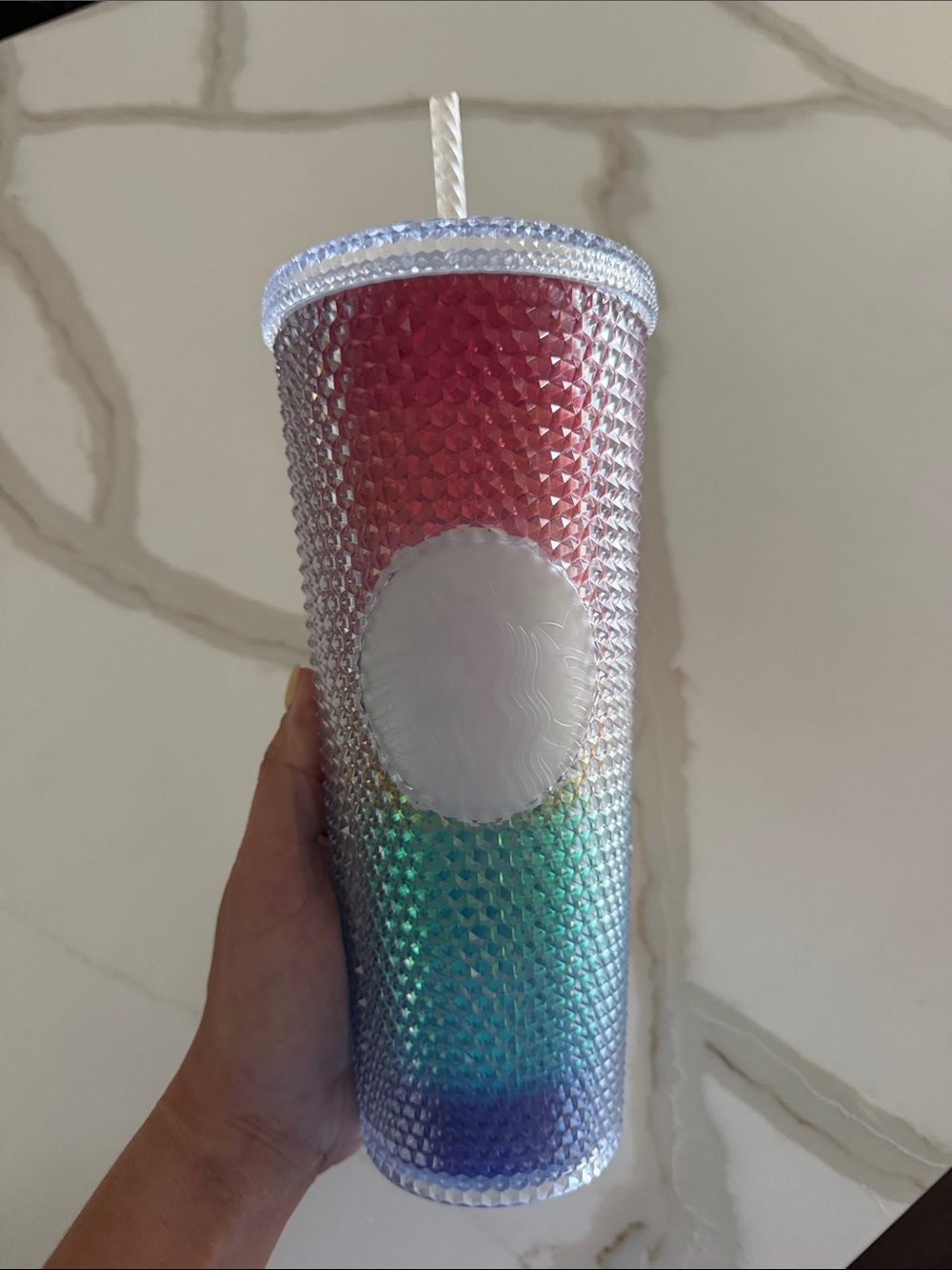 Iridescent Starbucks Studded Tumbler - Ombre with Straw